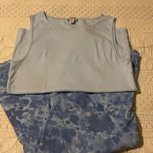 J. Jill Light Blue Abstract floral design pants with J. Crew tank